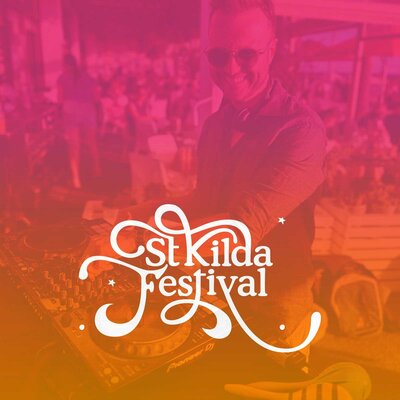 Outdoor summer DJ set at St Kilda Festival with crowd dancing on Melbourne foreshore