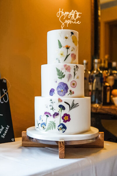 Wedding Cake Maker Nottingham, 3 tier edible flower wedding cake