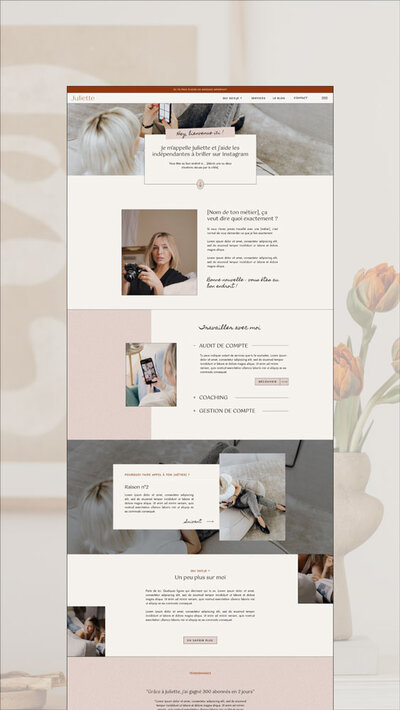 Template site Showit épuré et minimaliste