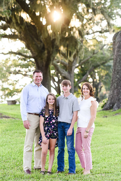 Beautiful Mississippi Family Photography: Spring Family portrait under Spanish Moss in Ocean Springs Mississippi