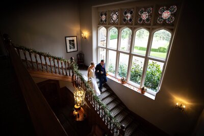 Bride walking down the stairs