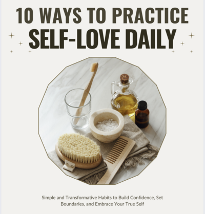 Self-care essentials like brush, oils, and salts for daily self-love routine