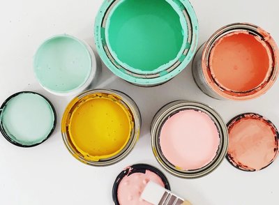 colorful paint tins