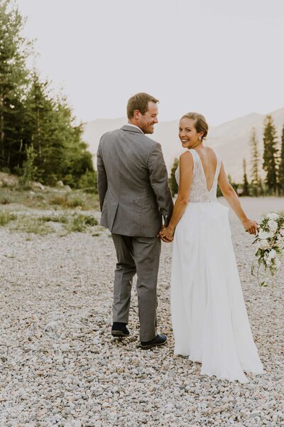 bride and groom dancing