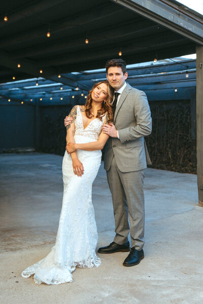 Elegant downtown wedding portrait , praised in a five-star wedding Joy and Light Photography testimonial.

