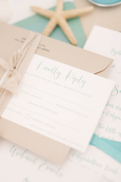 Pocket wedding invitation with rose gold glitter