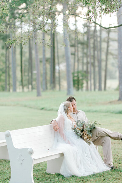 Bride and groom walk up memorial steps at their DC wedding