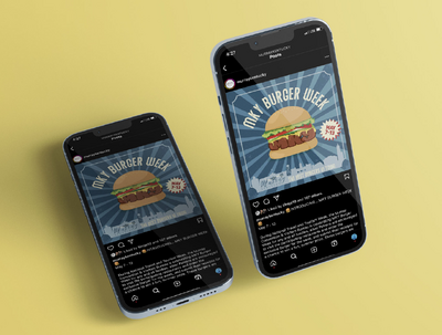 mky hamburger week social media graphic on phone mockup for Murray, Kentucky tourism design by Amanda Newman Design in Paducah, Kentucky
