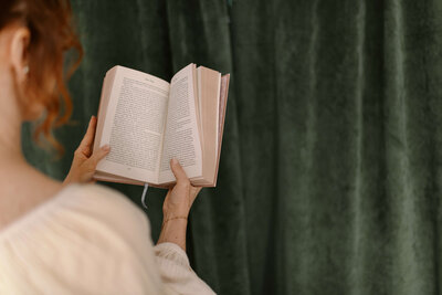 woman reading a book