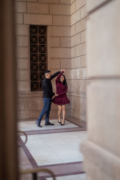 Couple enjoying a downtown Utah session, captured by Lamblight Photography