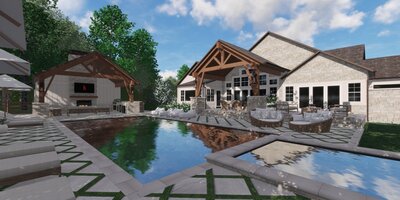 backyard design with chairs and firepit