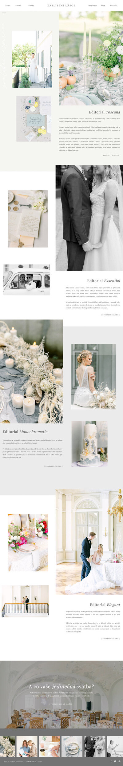 ukázka z webu pro svatební designerku Lucii Hauzner