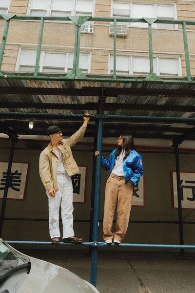 Creative urban engagement shoot captured by Central Pennsylvania wedding photographer