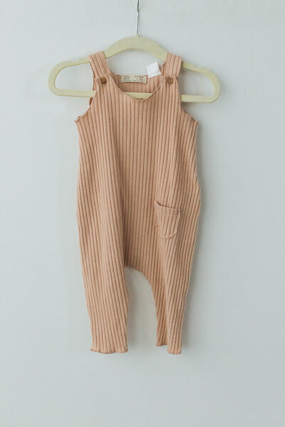 pink ribbed baby jumpsuit
