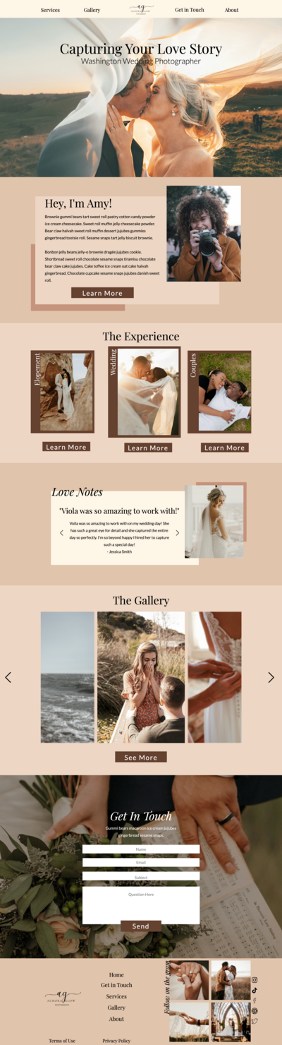 screenshot of the homepage of the moon drop website template after changing colors and images