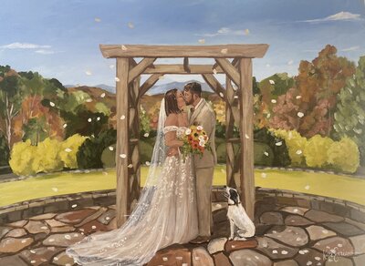 painting of bride and groom