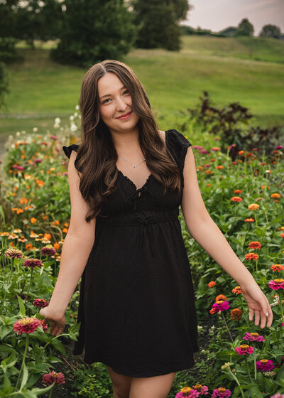 Walking through a field of flowers in the columbia river gorge.