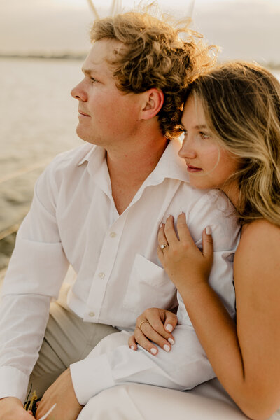 Sailboat Elopement couple in Gulf Shores on sunset cruise