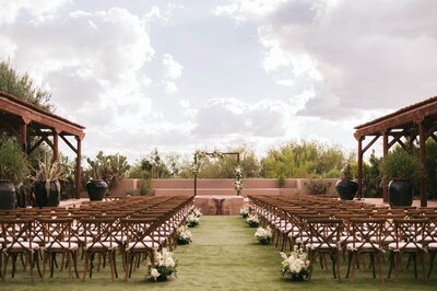 Four Seasons Scottsdale weddings at Troon North fountain terrace ceremony area