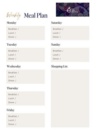Weekly Meal Planner Printable Download