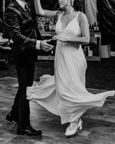 Bride and groom dance at their wedding reception