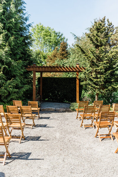 small outdoor wedding ceremony at willows lodge in woodinville