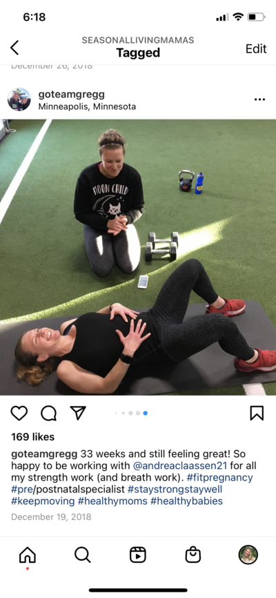 A pregnant client shared her workout with Andrea on Instagram