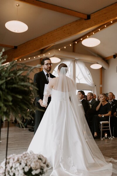 Bride and groom dancing at reception