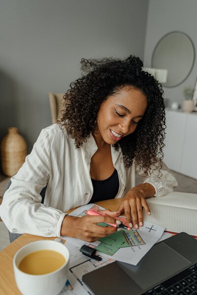 Interior designer working on a design plan