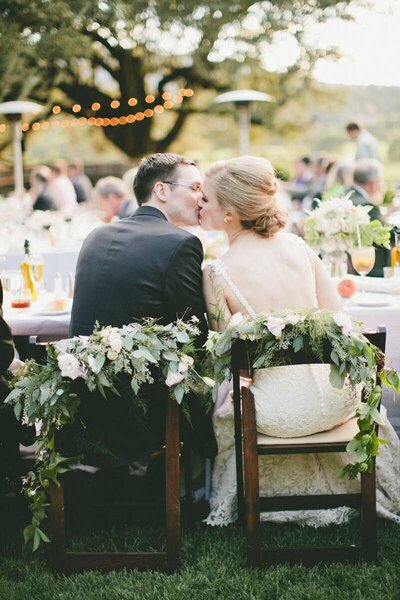Bay Area Wedding Photographer - Couple kissing at Beltane Ranch Wedding Reception