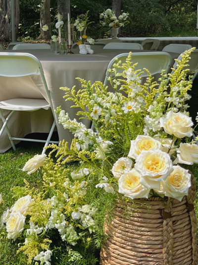 a wedding ceremony floral arrangements styled by Yours Truly, a wedding planner and designer in New Jersey.