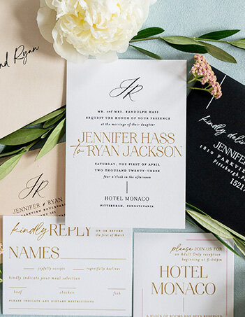 Jennifer Modern Glam Wedding Invitations Pittsburgh Blush Paper Co.