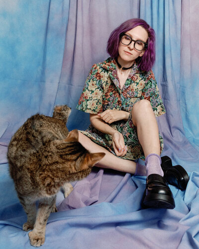 self portrait with bobtailed cat and jasmine chong separates