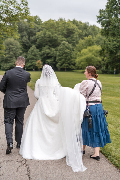 A portrait of a bride and groom in their wedding day attire; take by columbus wedding photographer A James Visuals.