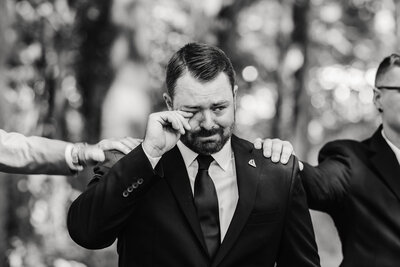 groom crying at fort wayne wedding