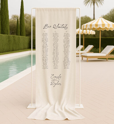 Country Club linen seating chart for your wedding printed by State of Elliott