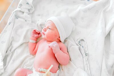 Baby at Madison Memorial Hospital looking out window after being born in Rexburg Idaho
