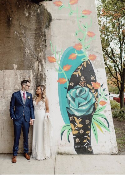 Bride and Groom on Hubbard street