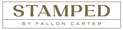 Stamped By Fallon Carter Secondary Logo - Long Box with Stamped at the top, then a line, and By Fallon Carter at the bottom
