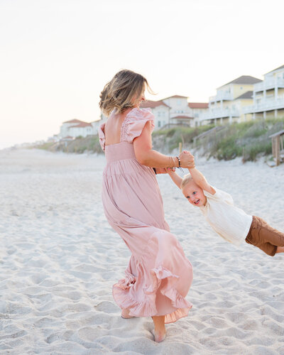 Professional Beach family portrait, taken  by Emily DeLuke Photography in Wrightsville Beach NC