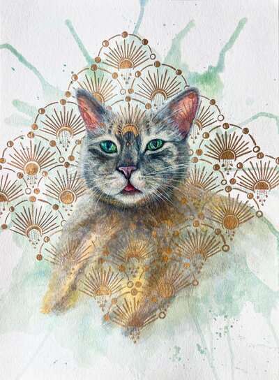 Realistic pet and animal portraits, including detailed sketches of dogs, cats, and other animals.