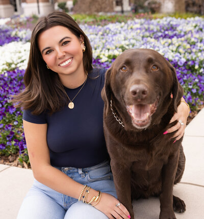 Atlanta senior portrait of a graduate with her dog at a local park