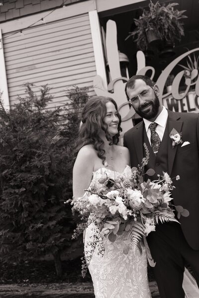 black and white bride and groom photos