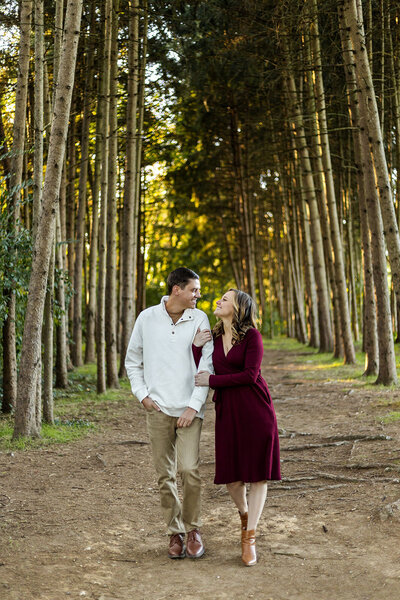 photo of couple in pine tree woods in lancaster pa