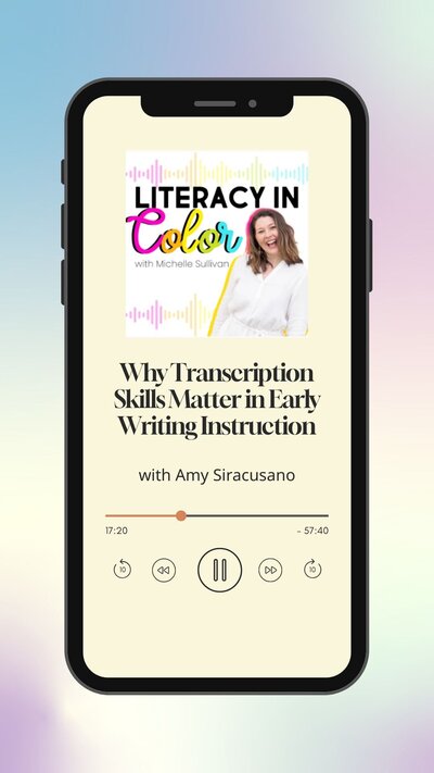 iPhone showing a podcast episode Amy Siracusano is featured on