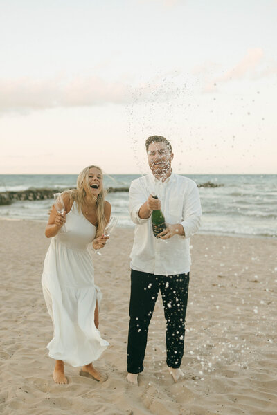 Engagement photos at Atwater Beach in Milwaukee, Wisconsin