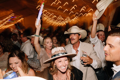 Wedding guests dancing