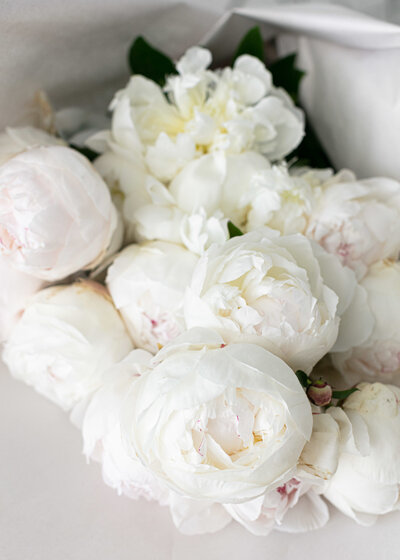 Luxe white bridal peony market bunch