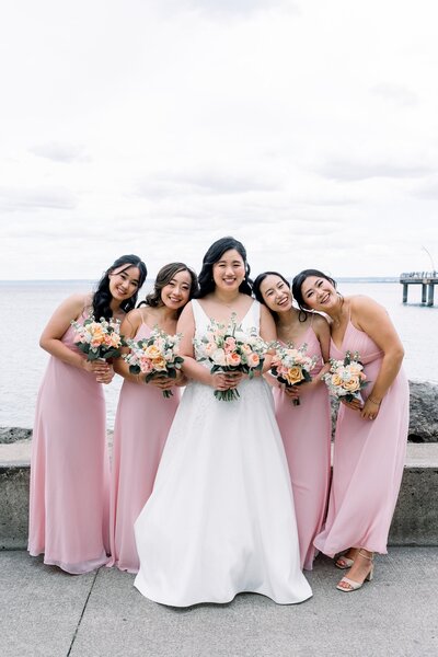 Bride with bridesmaids