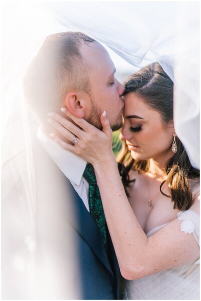 Lake Tahoe wedding photographer captures bride and groom under veil